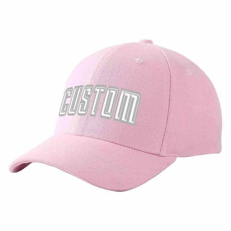 Custom Pink White-Gray Curved Eaves Sport Baseball Cap Design for Men/Women/Youth