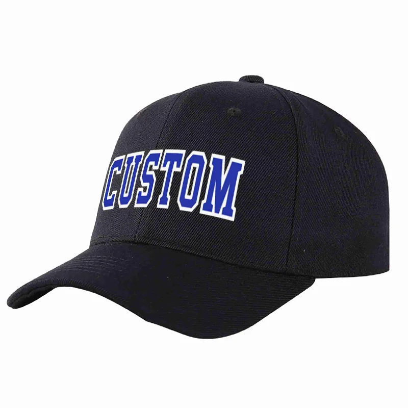 Custom Black Royal-White Curved Eaves Sport Baseball Cap Design for Men/Women/Youth