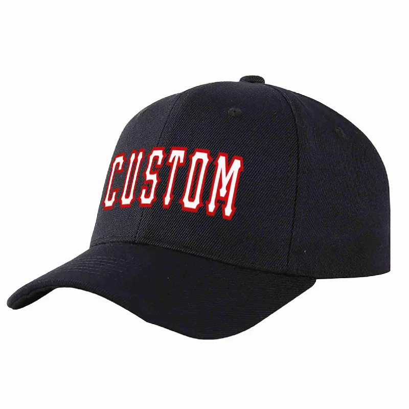 Custom Black White-Red Curved Eaves Sport Baseball Cap Design for Men/Women/Youth