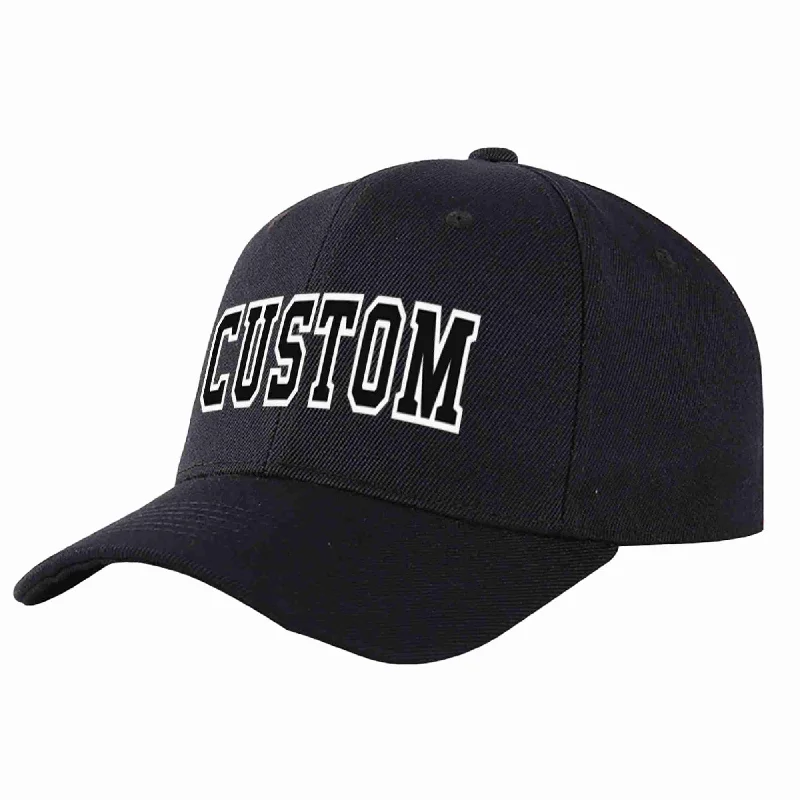 Custom Black Black-White Curved Eaves Sport Baseball Cap Design for Men/Women/Youth