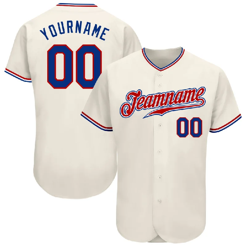 Custom Cream Royal-Red Authentic Baseball Jersey