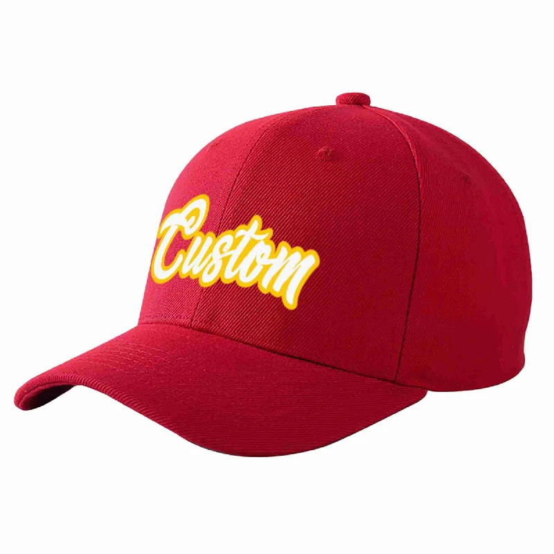 Custom Red White-Gold Curved Eaves Sport Baseball Cap Design for Men/Women/Youth