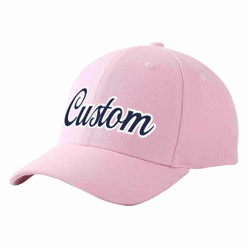 Custom Pink Navy-White Curved Eaves Sport Baseball Cap Design for Men/Women/Youth