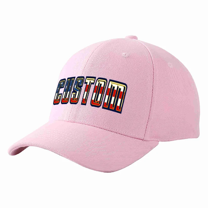 Custom Pink Vintage USA Flag-Gold Curved Eaves Sport Baseball Cap Design for Men/Women/Youth