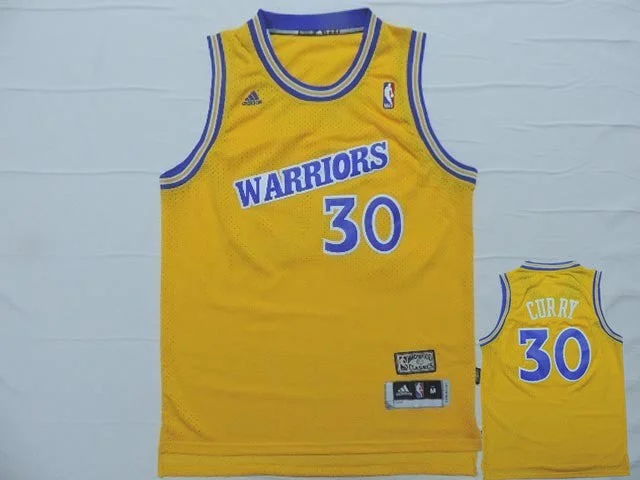 Warriors 30 Curry Yellow Hardwood Classics Basketball Jersey