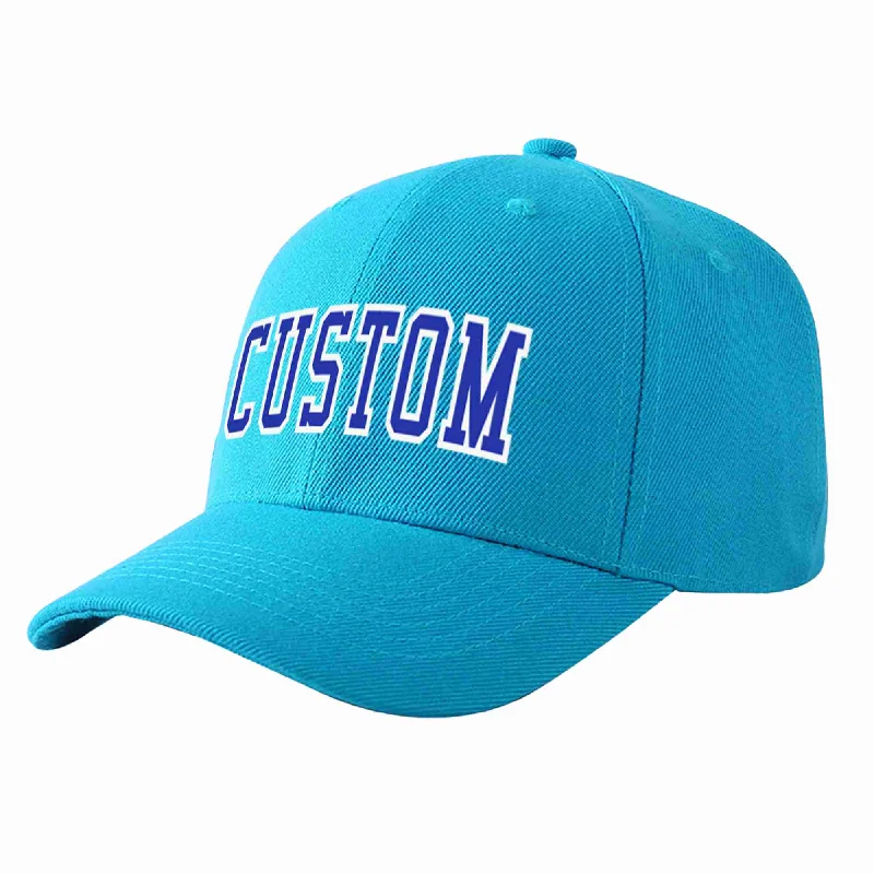 Custom Aqua Royal-White Curved Eaves Sport Baseball Cap Design for Men/Women/Youth