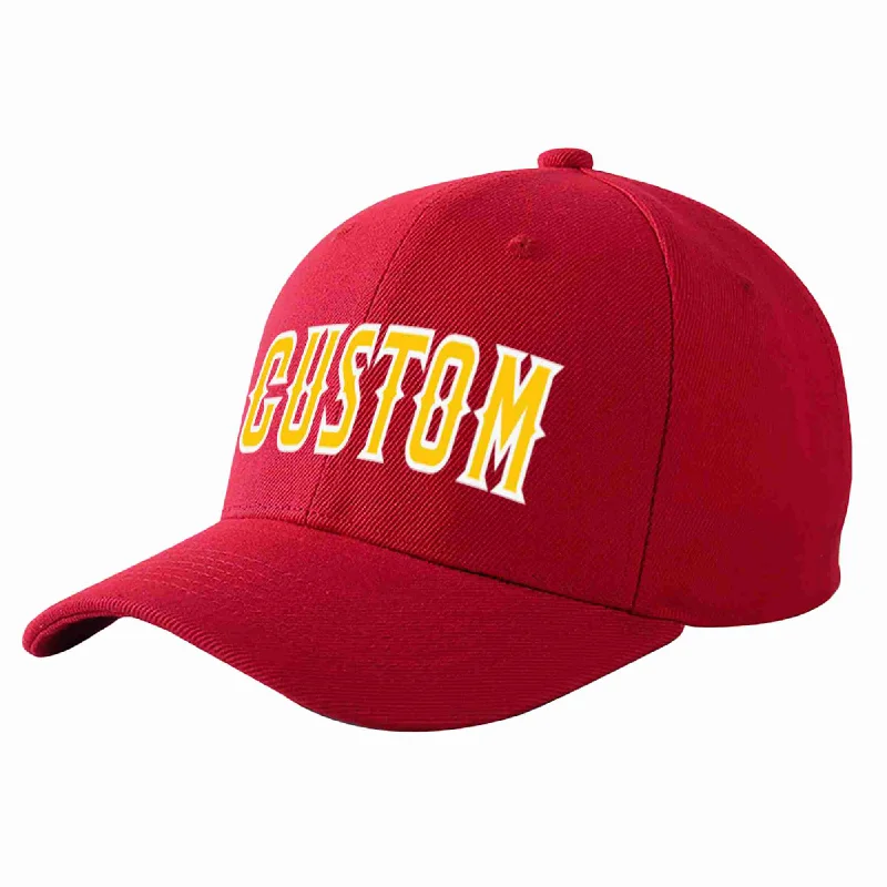 Custom Red Gold-White Curved Eaves Sport Baseball Cap Design for Men/Women/Youth