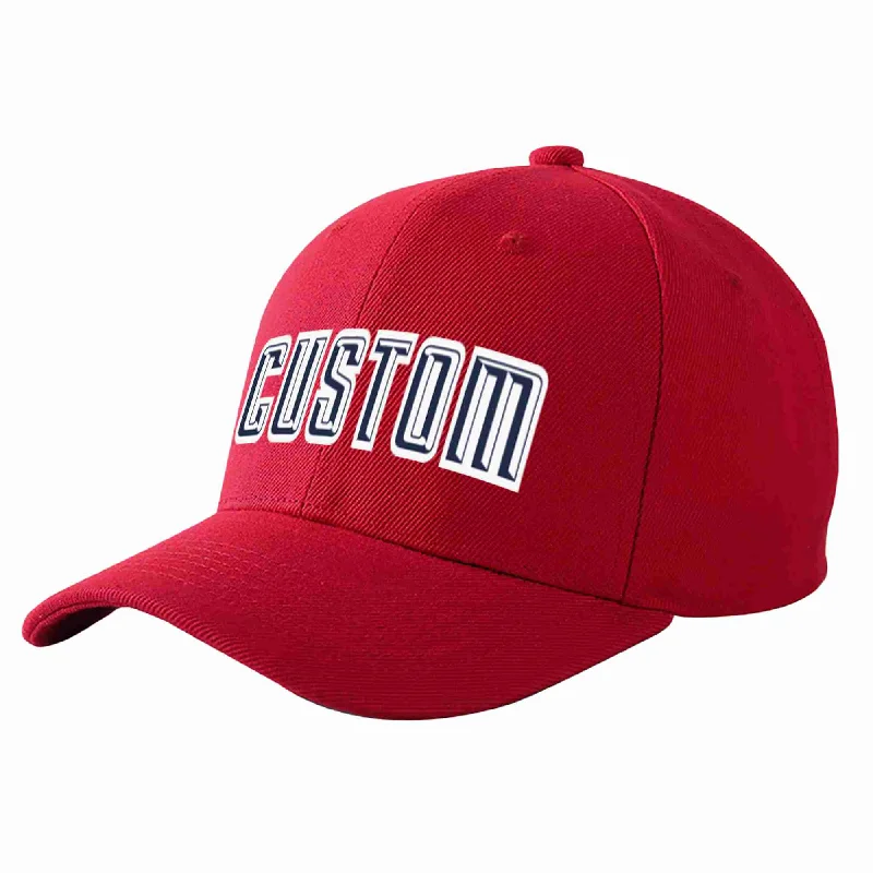 Custom Red Navy-White Curved Eaves Sport Baseball Cap Design for Men/Women/Youth