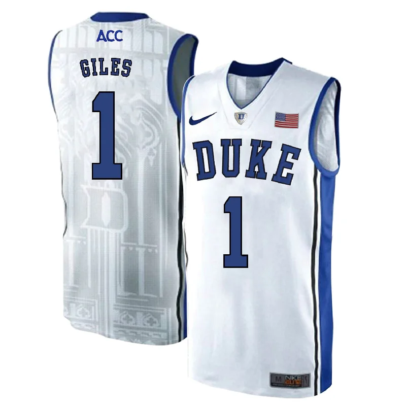 Duke Blue Devils 1 Harry Giles White Elite College Basketball Basketball Jersey