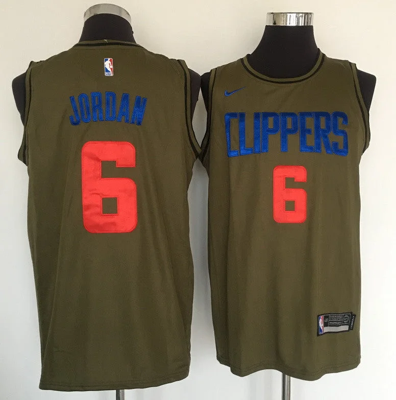 Clippers 6 Deandre Jordan Olive Swingman Basketball Jersey