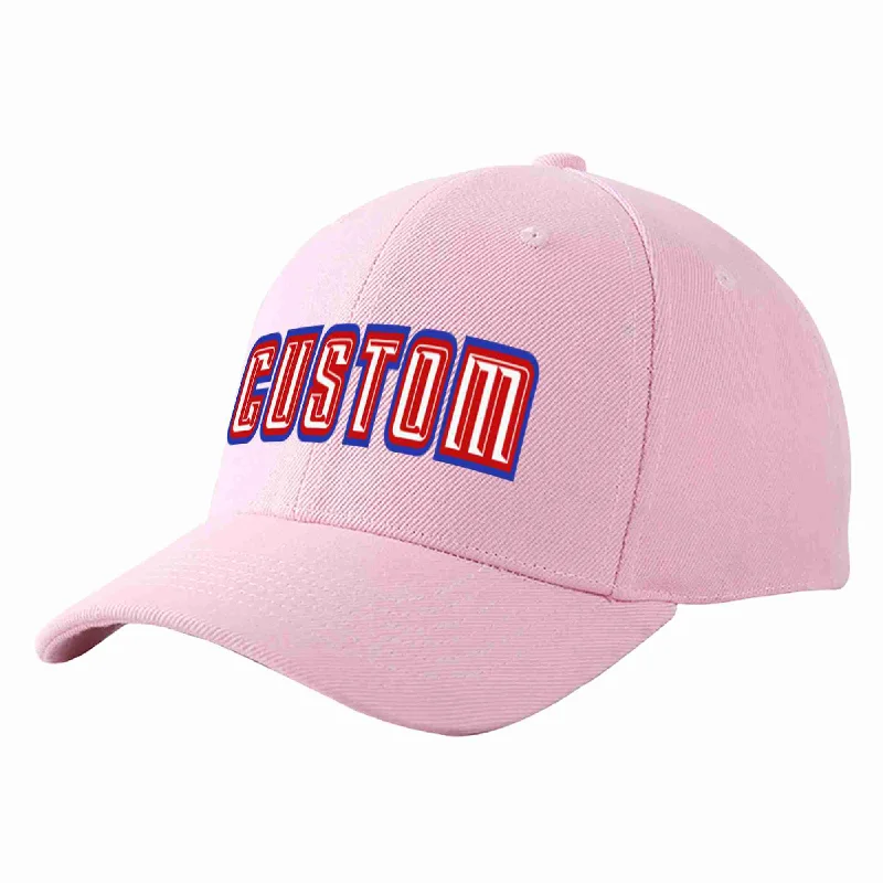 Custom Pink White-Red Curved Eaves Sport Baseball Cap Design for Men/Women/Youth