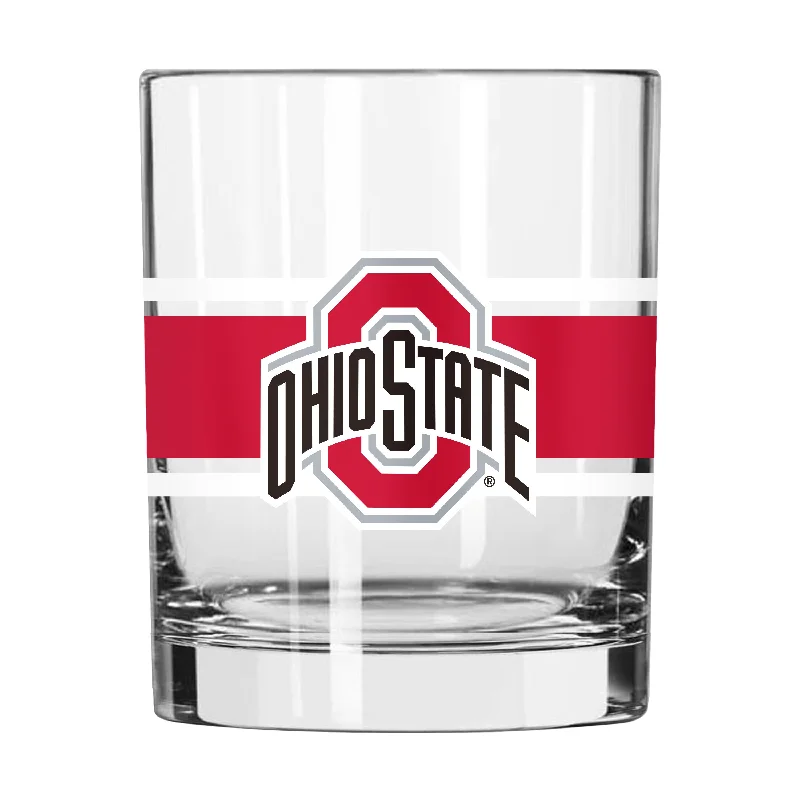 Ohio State 14oz Stripe Rocks Glass