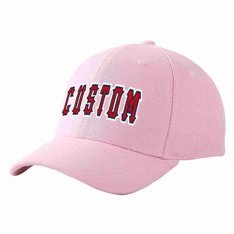 Custom Pink Red-Navy Curved Eaves Sport Baseball Cap Design for Men/Women/Youth