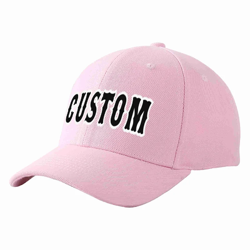 Custom Pink Black-White Curved Eaves Sport Baseball Cap Design for Men/Women/Youth