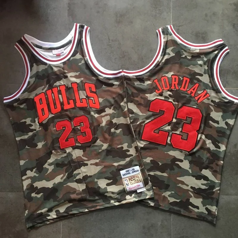 Bulls 23 Michael Jordan Camo 1997-98 Hardwood Classics Basketball Jersey