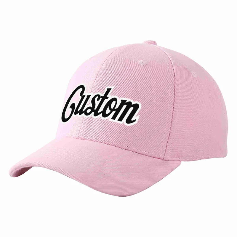 Custom Pink Black-White Curved Eaves Sport Baseball Cap Design for Men/Women/Youth