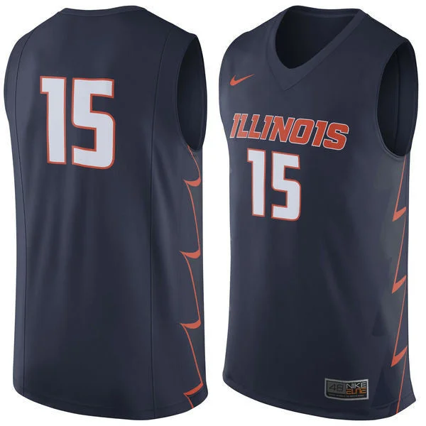 Illinois Fighting Illini #15 Navy Blue Basketball College Basketball Jersey