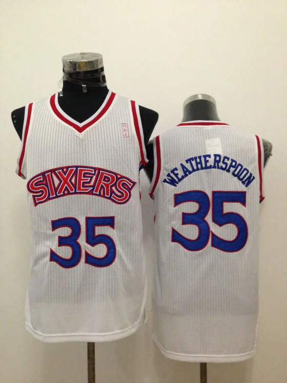 76ers 35 Weatherspoon White Basketball Jerseys