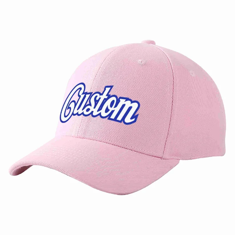 Custom Pink White-Royal Curved Eaves Sport Baseball Cap Design for Men/Women/Youth