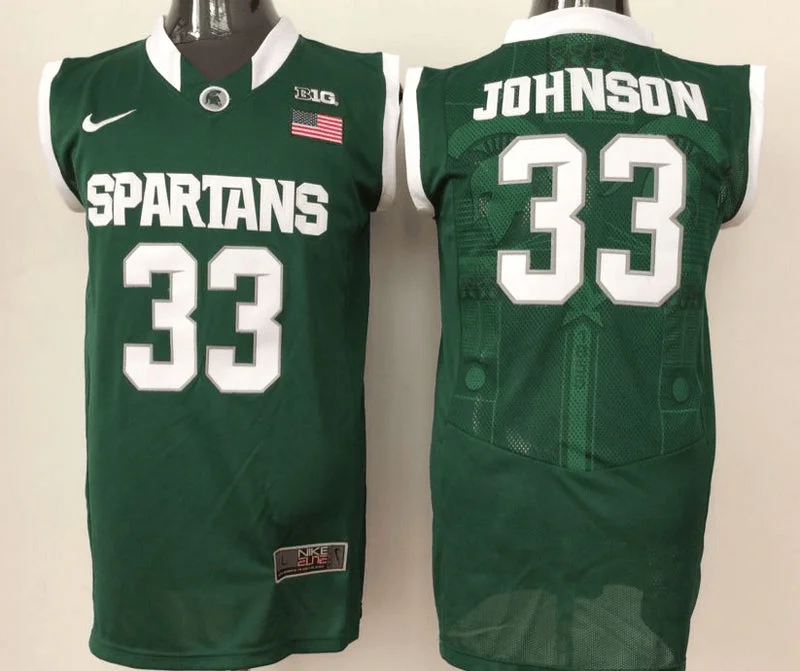 Michigan State Spartans 33 Magic Johnson Green College Basketball Basketball Jersey