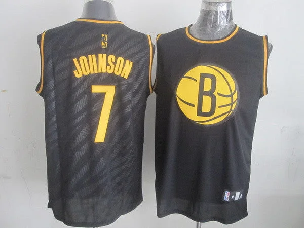 Nets 7 Johnson Black Precious Metals Fashion Basketball Jerseys