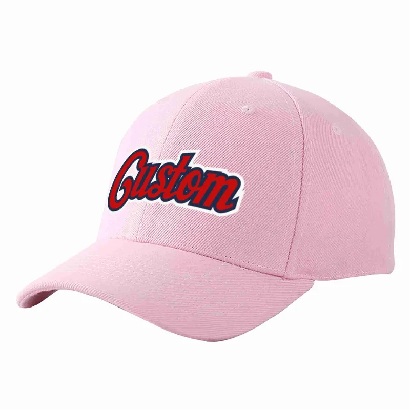 Custom Pink Red-Navy Curved Eaves Sport Baseball Cap Design for Men/Women/Youth