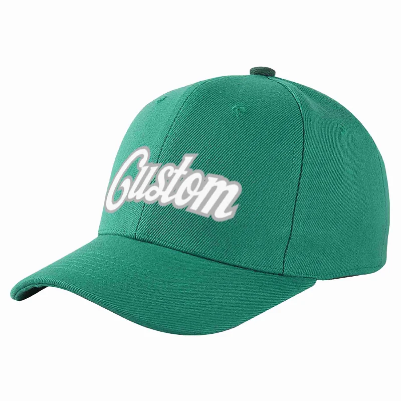 Custom Light Green White-Gray Curved Eaves Sport Baseball Cap Design for Men/Women/Youth