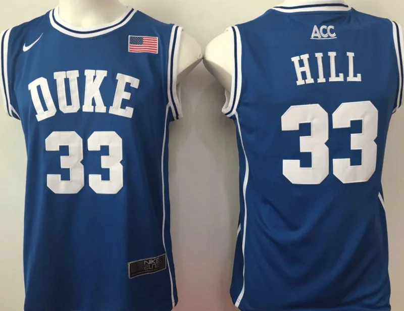 Duke Blue Devils 33 Grant Hill Blue College Basketball Basketball Jersey