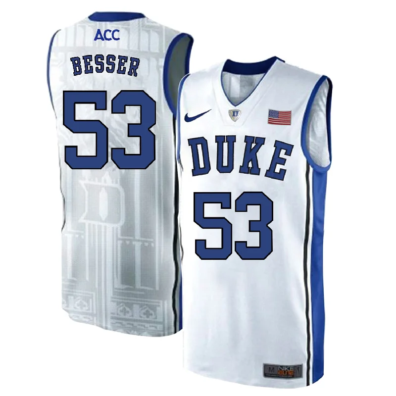 Duke Blue Devils 53 Brennan Besser White Elite College Basketball Basketball Jersey