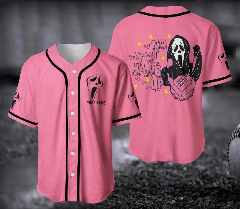 No You Hang Up Baseball Jersey, Ghostface Valentine Jersey, Halloween Jersey, Halloween Gift, Funny Funny Ghostface