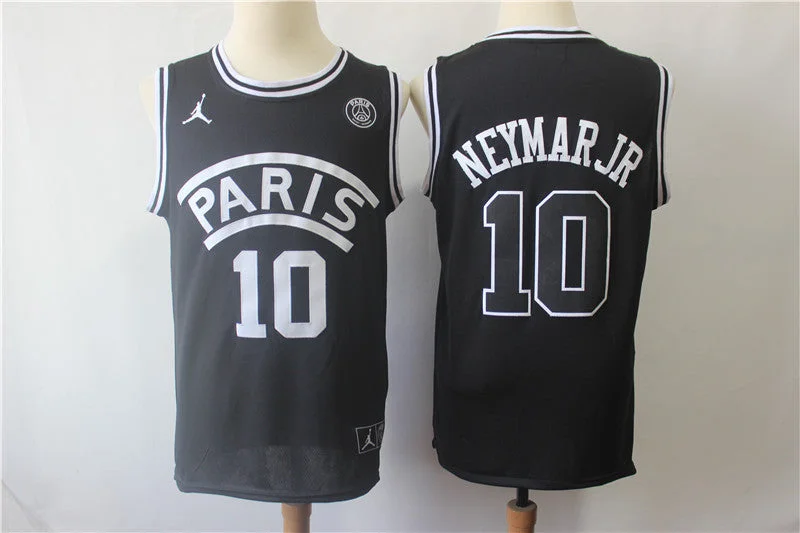 Paris Saint-Germain 10 Neymar Jr Black Jordan Fashion Basketball Jersey