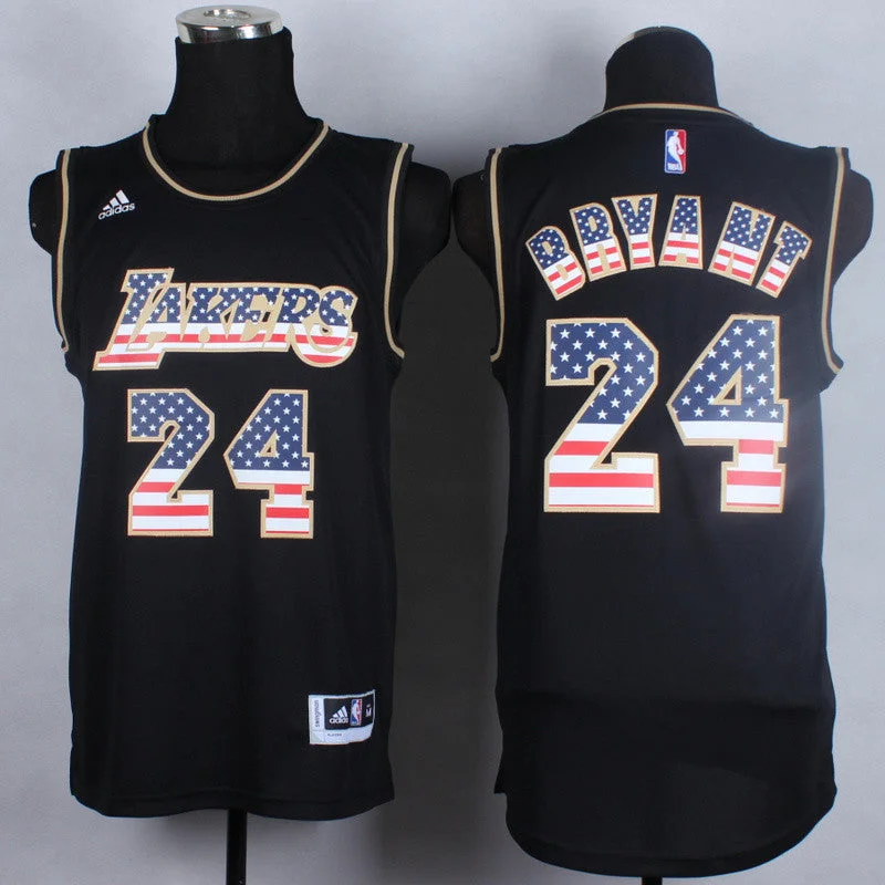 Lakers 24 Bryant Black USA Flag Fashion Basketball Jerseys