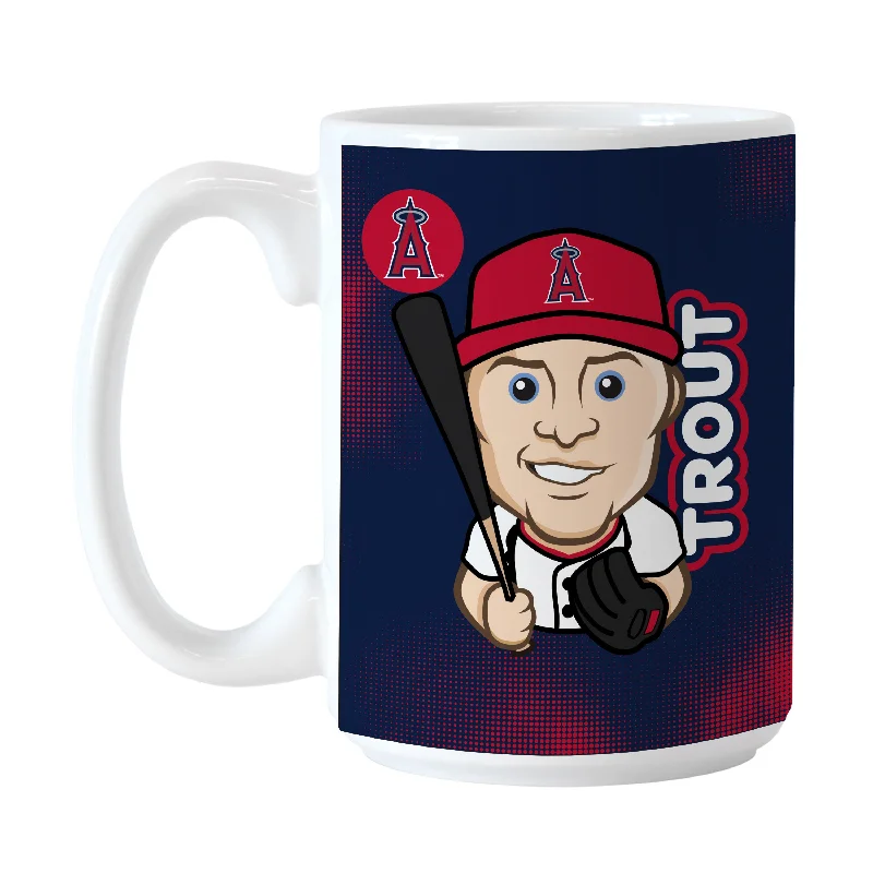 Los Angeles Angels Mike Trout Caricature 15oz Sublimated Mug