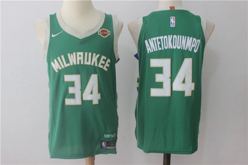 Bucks 34 Giannis Antetokounmpo Green Authentic Basketball Jersey