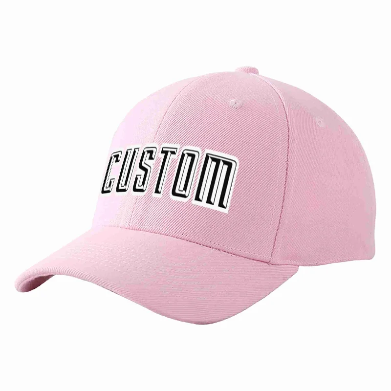 Custom Pink Black-White Curved Eaves Sport Baseball Cap Design for Men/Women/Youth