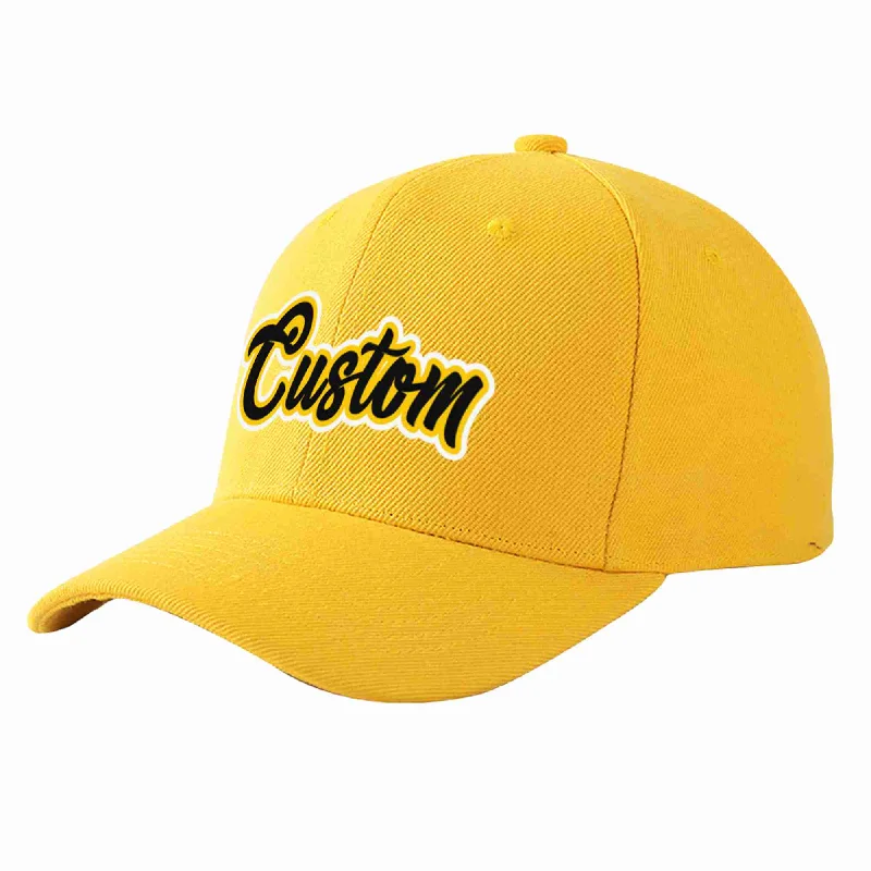 Custom Gold Black-Gold Curved Eaves Sport Baseball Cap Design for Men/Women/Youth