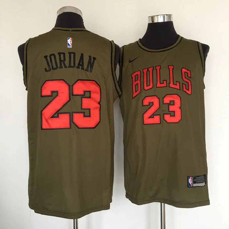 Bulls 23 Michael Jordan Olive Swingman Basketball Jersey