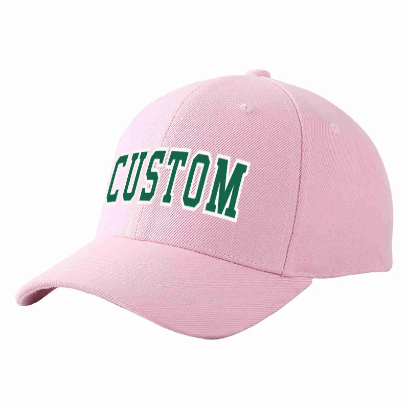 Custom Pink Kelly Green-White Curved Eaves Sport Baseball Cap Design for Men/Women/Youth