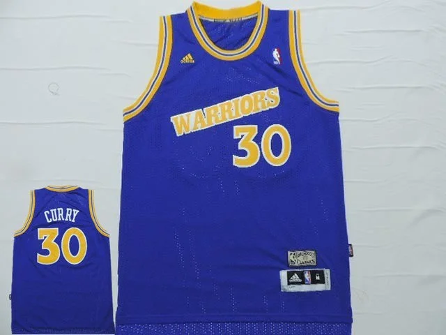 Warriors 30 Curry Blue Hardwood Classics Basketball Jersey