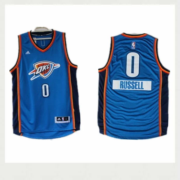 Thunder 0 Russell Westbrook Blue 2014-15 Christmas Day Swingman Basketball Jerseys