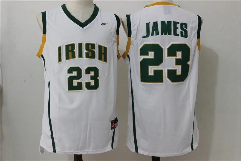 Fighting Irish 23 Lebron James White High School Basketball Jersey