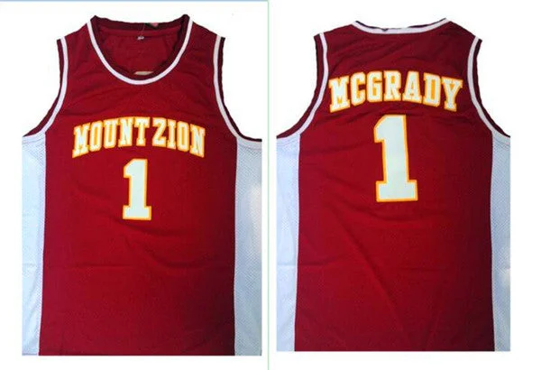 Mount Zion High School 1 Tracy McGrady Red Basketball Basketball Jersey