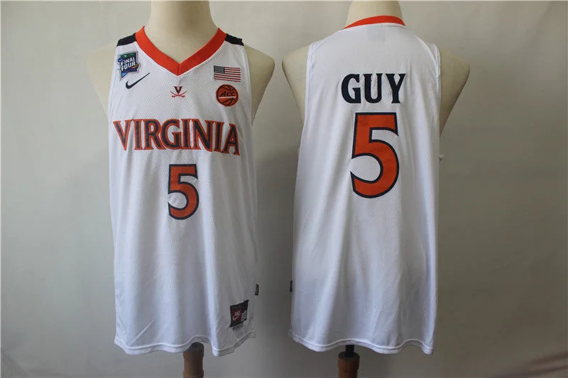 Virginia Cavaliers 5 Kyle Guy White College Basketball Basketball Jersey