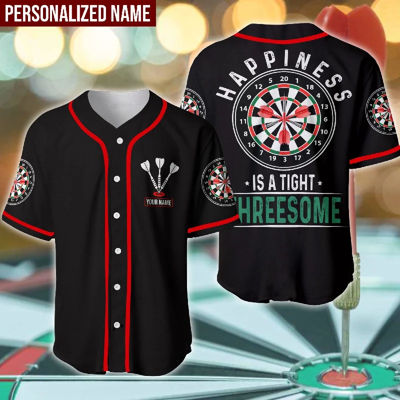 Darts Happiness Is A Tight Threesome Personalized Baseball Jersey, Idea Gift for Dart Player