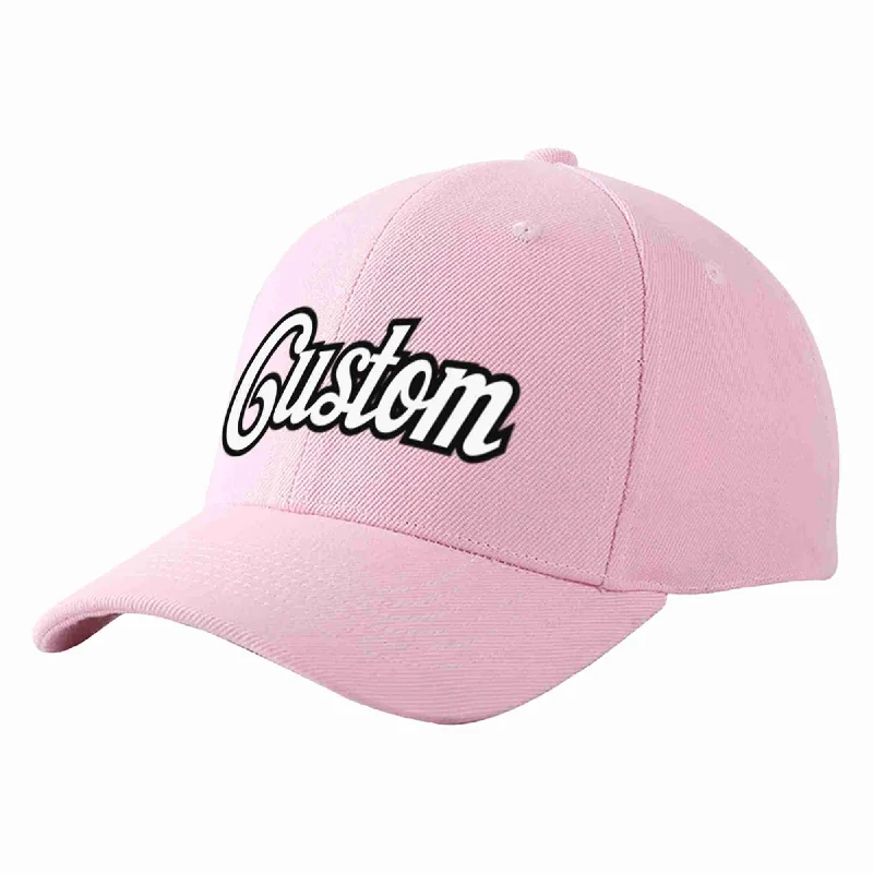 Custom Pink White-Black Curved Eaves Sport Baseball Cap Design for Men/Women/Youth