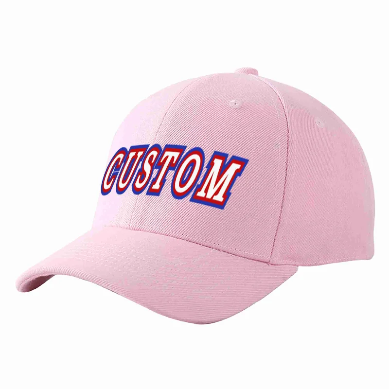 Custom Pink White-Red Curved Eaves Sport Baseball Cap Design for Men/Women/Youth