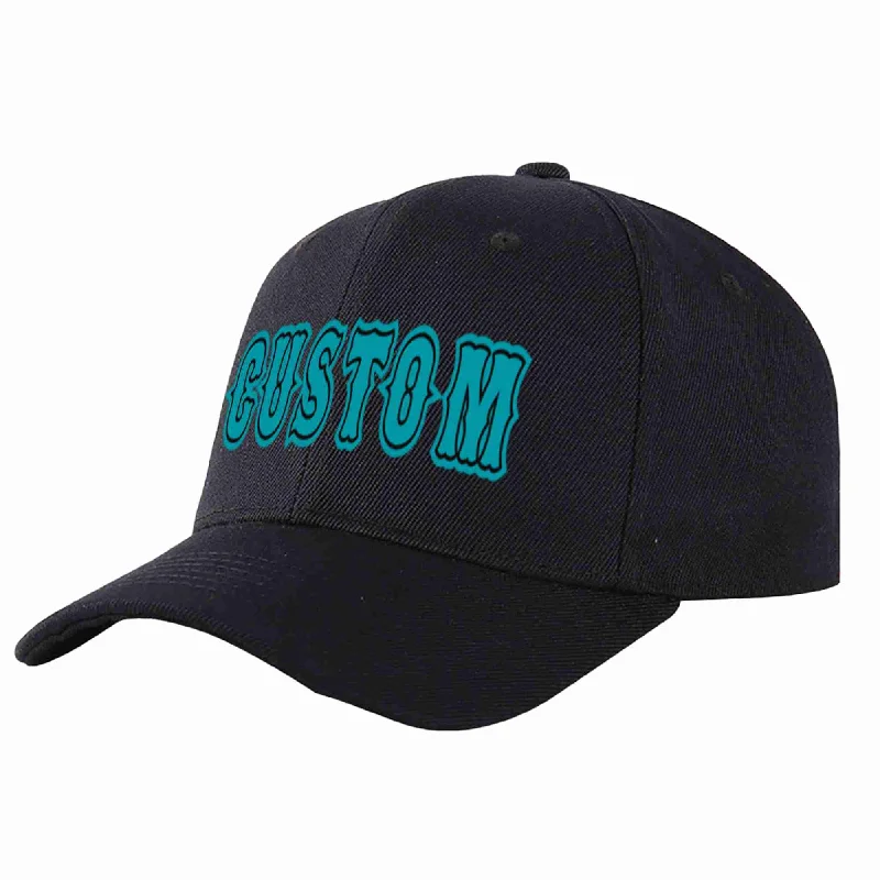 Custom Black Aqua-Black Curved Eaves Sport Baseball Cap Design for Men/Women/Youth