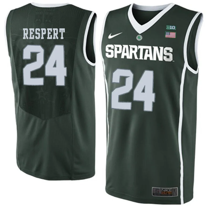 Michigan State 24 Shawn Respert Green College Basketball Basketball Jersey