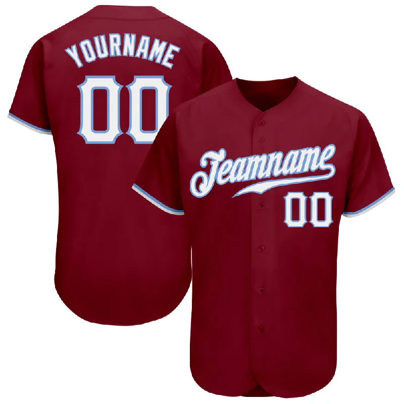 Custom Crimson White-Light Blue Authentic Baseball Jersey