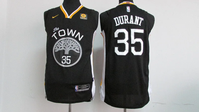 Warriors 35 Kevin Durant Black Authentic Basketball Jersey